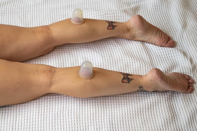 Silicone Cupping Therapy Set 4 Massage Cups (2 XL, 2 L) Pain Relief, Muscle Recovery & Cellulite Reduction Professional Cupping Kit for Home, Gym & Athletes