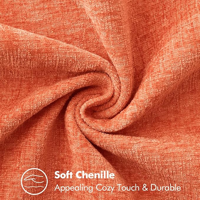 MIULEE Decorative Couch Throw Pillow Covers 18x18 Inch Coral Red 2 Pack | Farmhouse Pillow Covers with Stitched Edge, Soft Chenille Cushion Cases, for Sofa Bed Living Room Home Decor