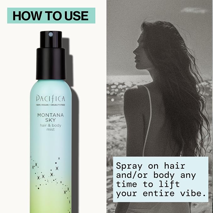 Pacifica Hair Mist Perfume & Full Body Spray for Women - Montana Sky Body Mist Fragrance w/Cedarwood, Elderflower, Black Pepper, Sage & Sandalwood Clean Beauty Alcohol-Free, Vegan & Cruelty-Free 5 oz | for Women, Clean Beauty, Alcohol-Free, Vegan, Crue...