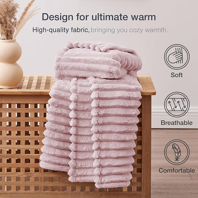 EXQ Home Gentle Soft Fleece Throw Blanket – Cozy Lightweight Blanket for Couch Bed – All-Season Warm Fuzzy Flannel Blanket for Women Mom Her – Gifts for Birthday(50"x60",Purplish Pink)