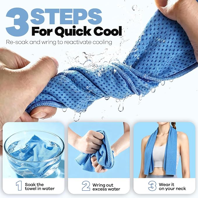 ROXUN 4 Pack Cooling Towels, 40''x12'' Soft Breathable Chilly Neck Ice Rags | Workout Running Golf Pink+Green+Orange+Yellow