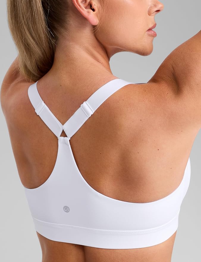 CRZ YOGA Butterbreeze Wide Y-Strap Back Sports Bras for Women - Training Gym Square Neck Adjustable Racerback Padded Top