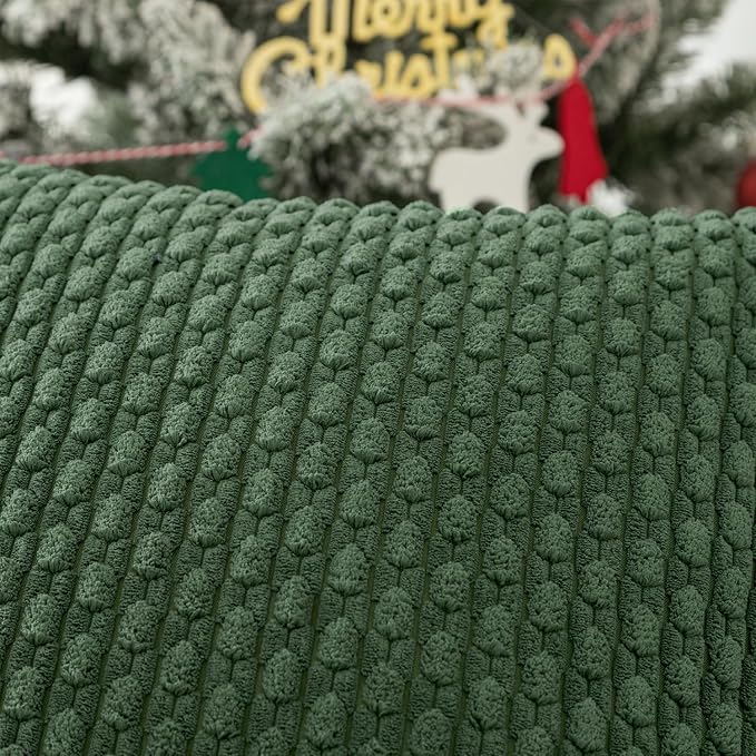 Kevin Textile Soft Corduroy 14"x24" Lumbar Pillow Cover 1 Pack, Dark Green | Boho Stripe Plush Corduroy Decorative Oblong Cushion Cover Modern Farmhouse Home Decor for Sofa Couch Bed Chair