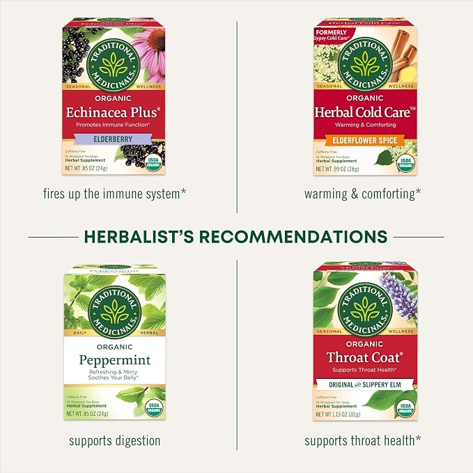 Traditional Medicinals Tea, Breathe Easy with Eucalyptus Mint, Promotes Respiratory Health, Kosher, Non-GMO, Caffeine-Free, Compostable - 16 Tea Bags (Pack of 1)