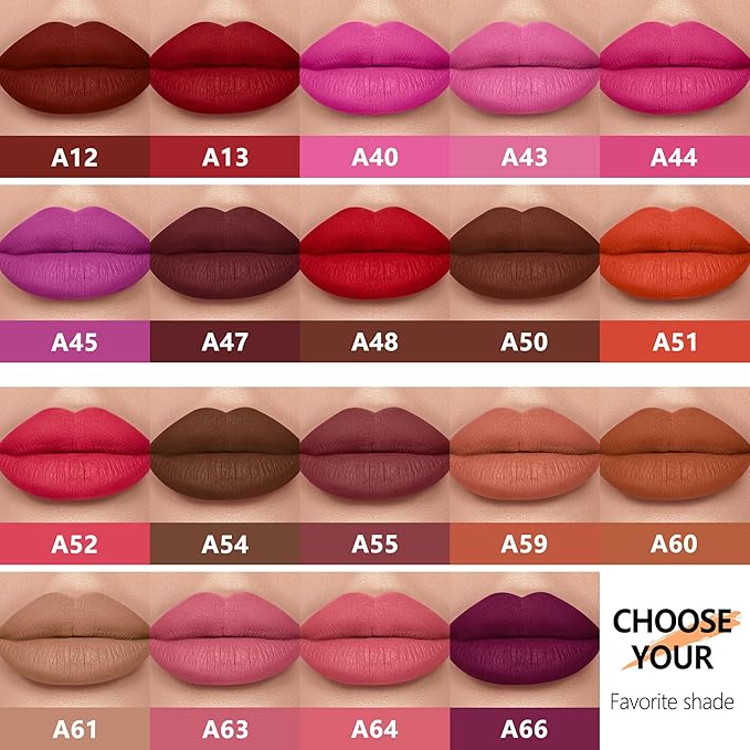 Dark Red Pink Berry Lipstick 3Pc Long Lasting Lipsticks for Women Pigmented Smudgeproof Transferproof Vegan Cruelty Free Lip Color, A66/44/48