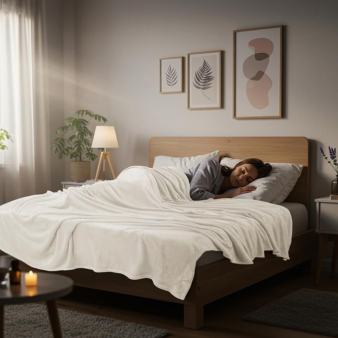 Utopia Bedding Ultra Soft Fleece Bed Blanket Queen Size Linen (90x90 Inch) | Microfiber Plush Warm Lightweight Breathable Cozy Blanket Anti-Static, All Season Use, Gift for Women and Men