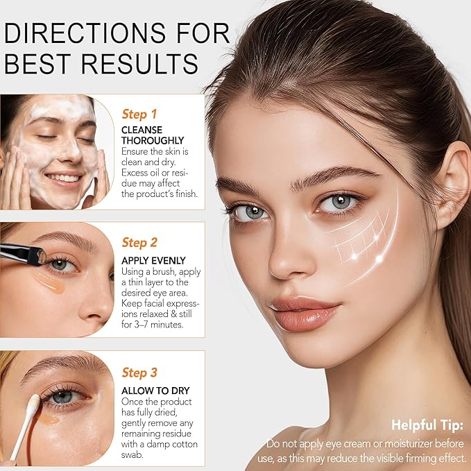 Temporary Instant Eye Tightener Cream, Temporary Eye Tightener Eye Cream, Instant Reduces Under-Eye Bags, Dark Circles&Puffiness, Anti Aging Fine Lines, Gentle Formula for All Skin Types - 1.05 Fl.Oz