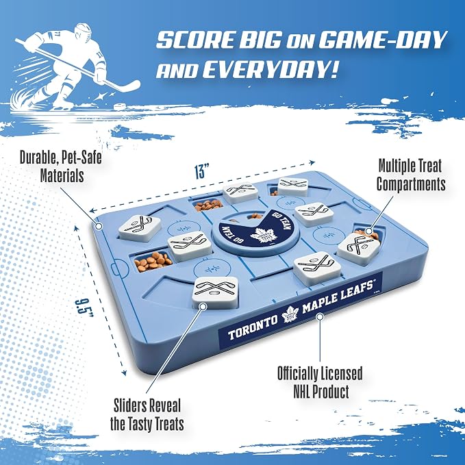 Pets First NHL Toronto Maple Leafs Large Puzzle Toy, New Size, Interactive Dog Treat & Slow Feeding Toy