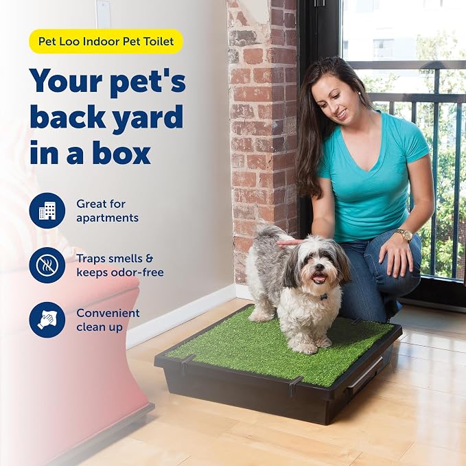 PetSafe Pet Loo Portable Dog Potty, Medium | Gass Mat Toilet Alternative for Puppy Pads, Perfect for House Training and Small Spaces, Less Odor and Conveneint Clean-Up