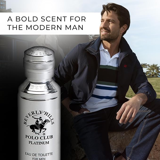 Beverly Hills Polo Club PLATINUM - Cologne for Men with Notes of Cedar, Cinnamon & Orange - Classy & Sexy Fragrance Scent - Eau De Toilette Spray 3.40fl.oz / 100ml
