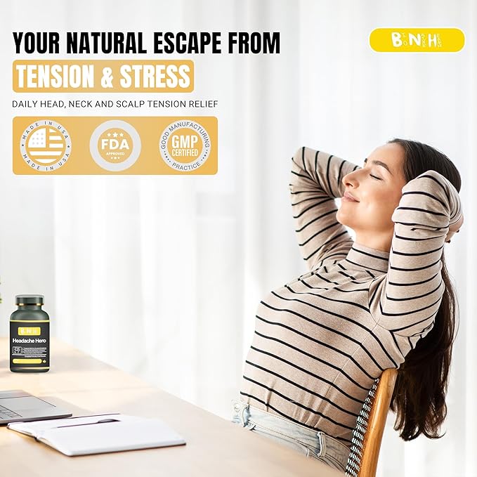 Headache Hero - Relaxes Head & Neck Muscles - Helps Prevent Future Migraines - Not for Immediate Relief - Improves Oxygen to Brain - 14 Natural Ingredients - Tension in Shoulders & Scalp - 150 Count