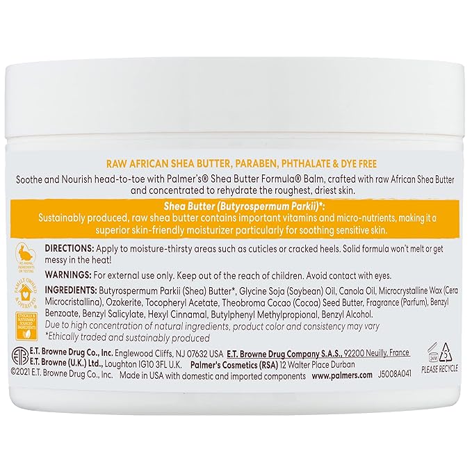 Palmer's Shea Butter Formula Raw African Shea Butter Balm,Nourishing Body Moisturizer for Rough,Dry Skin,7.25 Ounces,(Pack of 2)