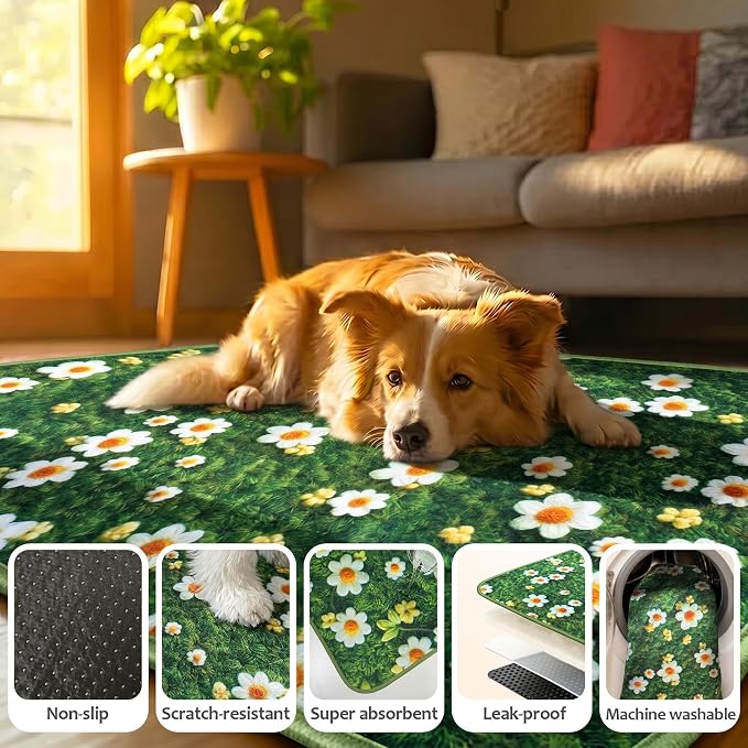 Washable Pee Pads for Dogs, Reusable Puppy Potty Training Pads, Ultra-Absorbent Thick Waterproof Leak-Proof Non-Slip Pads & Mat for Crate, Playpen, Floor, Whelping & Housebreaking , 2 Pack 36"x48"