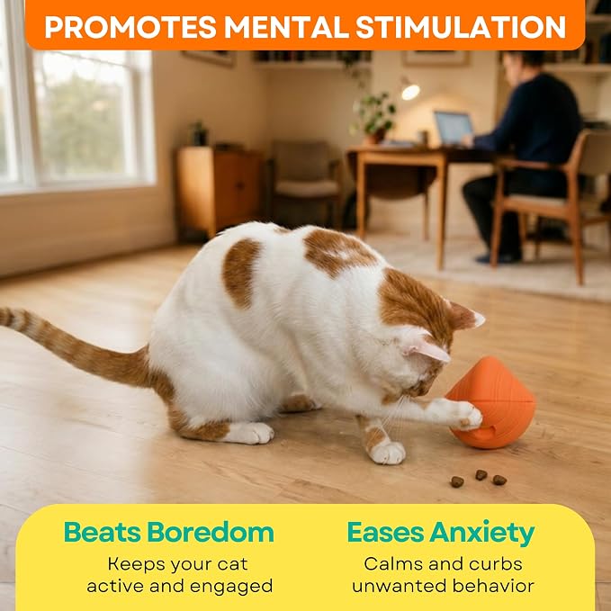 Adjustable Indoor Cat Slow Feeder Toy & Interactive Cat Treat Dispenser Toy