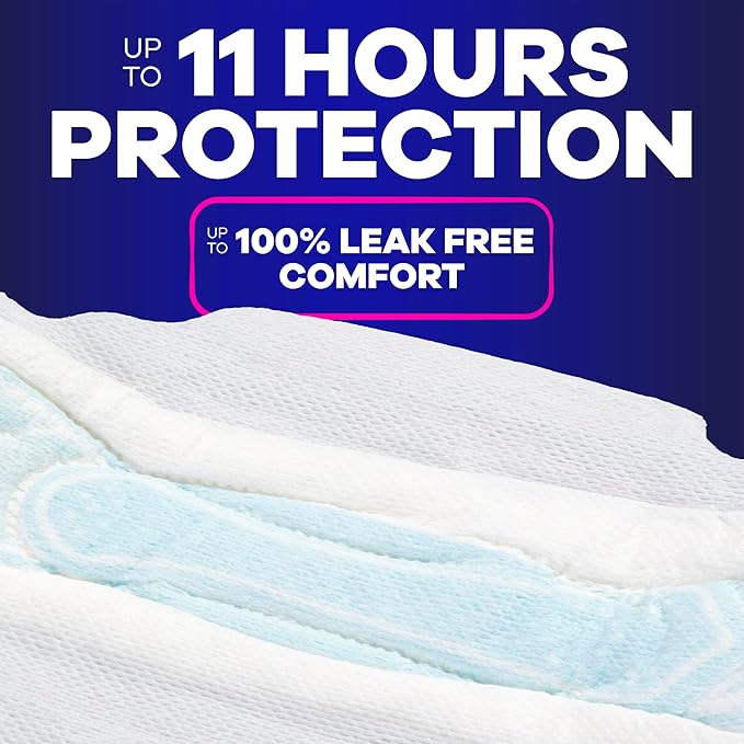 Always Maxi Overnight Feminine Pads with Wings for Women, Size 4, Overnight Absorbency, Unscented, Up to 100% Leak-Free Protection, 72 Count