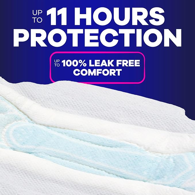 Always Maxi Overnight Pads with Wings for Women, Size 4, Overnight Absorbency, Unscented, 33 Count