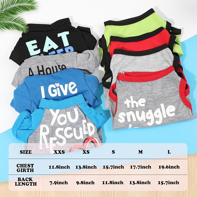 4 Pieces Dog Clothes for Small Dogs Boy Chihuahua Yorkie Clothes Spring Summer Pet Shirt Cute Puppy Shirts Outfits Dog T-Shirt (4 Pack, X-Small)