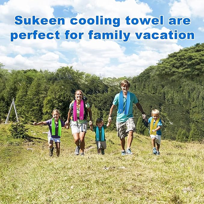 Sukeen Cooling Towels 8 Pack (40"x12") for Neck and Face, Soft Breathable Ice Towel, Cooling Neck Wraps, Cool Towels for Hot Weather, Sweat Towel for Gym, Sport, Yoga, Golf, Workout, Camping, Running