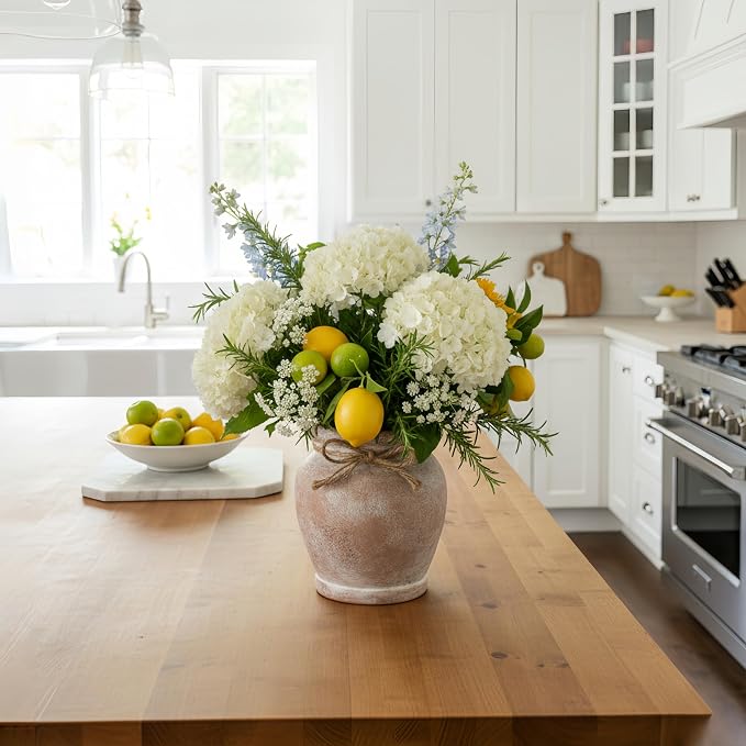 Lvases 6.5in Neutral Terracotta Ceramic Rustic Farmhouse Decor Flower Vase | small decorative vase for farmhouse home decor perfect neutral table centerpiece suitable living room floral arrangement