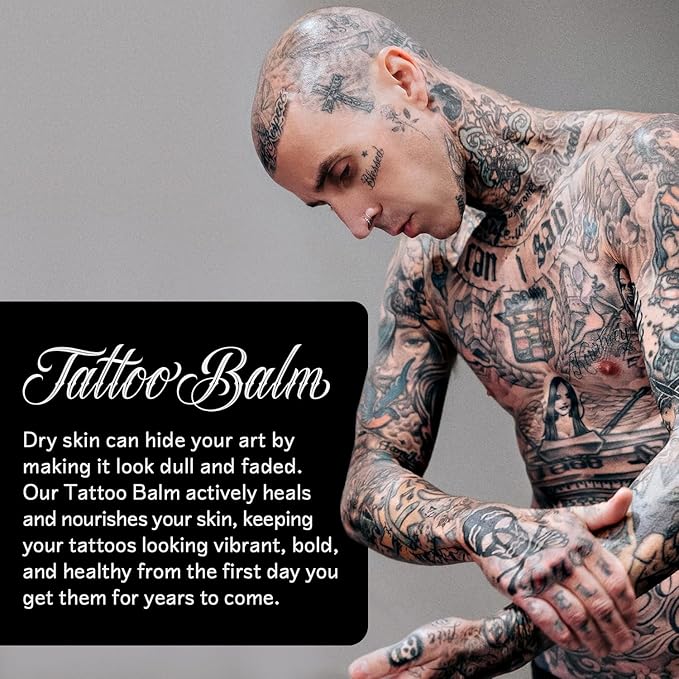Barker Wellness Tattoo Balm – Natural Vegan Tattoo Aftercare with Bisabolol, Helichrysum & Vitamin E – Brightens Old Tattoos, Protects New Ink – Non-Greasy, Petroleum-Free, Cruelty-Free - 4 ounces