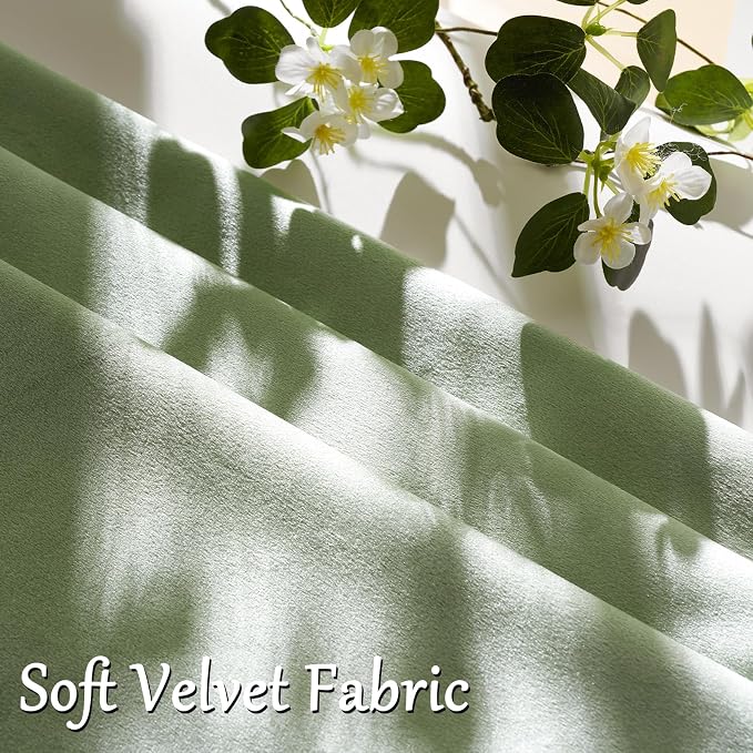 GIGIZAZA Sage Green Velvet Throw Pillow Covers 20x20 Pack of 2 | Decorative Pillows for Couch Sofa,280gsm Soft Textured Fabric,Modern Square Pillowcases,Luxury Cushion Covers