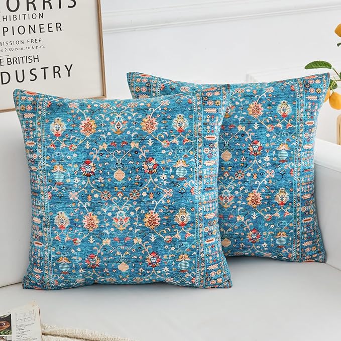 Boho Throw Pillow Covers 22x22 inch Set of 2,Boho Vintage Carpet Pattern Antique Ethnic Decor Double Sided Pattern Cushion Cover Soft Pillow Case Living Sofa Room Bed Square Pillow Cover