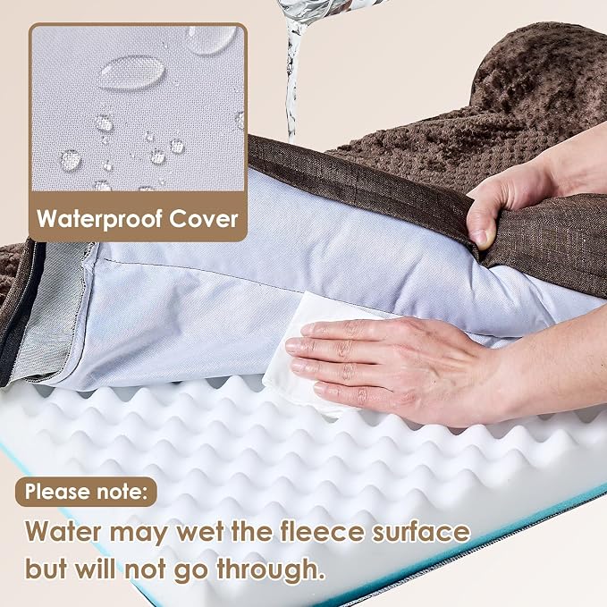 EHEYCIGA XL Dog Bed Memory Foam for Crate, Extra Large Dog Bed Orthopedic with Washable Removable Cover, Waterproof Pet Sofa Couch XLarge Size Dogs, 41x27x6.5, Brown | Washable Removable Cover, Waterproof Flat Pet Sofa Couch with Nonskid Bottom, 41x27x6.5