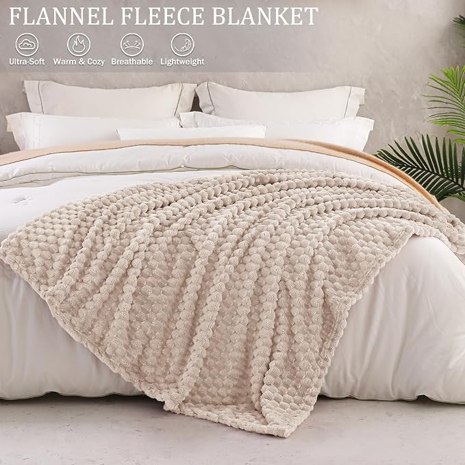 Exclusivo Mezcla 3D Fleece California King Blanket for Bed, Camel | Oversized Soft Fuzzy Plush Lightweight Bed Blankets, Cozy Fluffy Decorative Blankets for All Seasons, 120x120 Inches