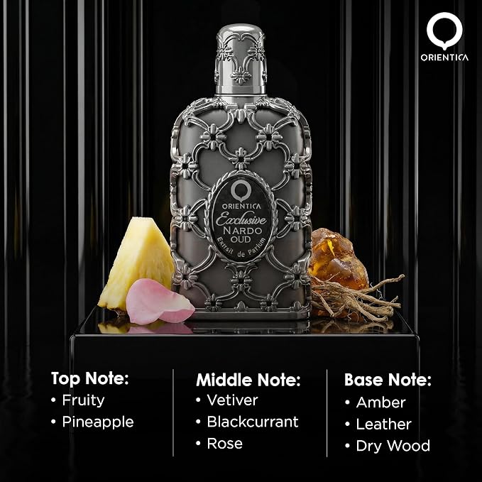 Orientica Luxury Exclusive Nardo Oud Extrait de Parfum 2.7oz / 80ml – Fruity, Leather, Amber, Rose, Pineapple, Vetiver, Blackcurrant, Dry Woods - Arabic Perfume for Men & Women