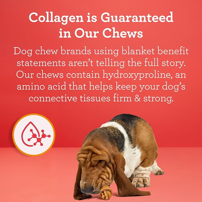 DreamBone CollaYUMS Knots Plus Collagen Rawhide-Free Dog Treats, 14 Count | Supports Hip and Joint Health, Daily Chew, Digests Safely and Completely, With Real Chicken & Peanut Butter, For Adult Dogs