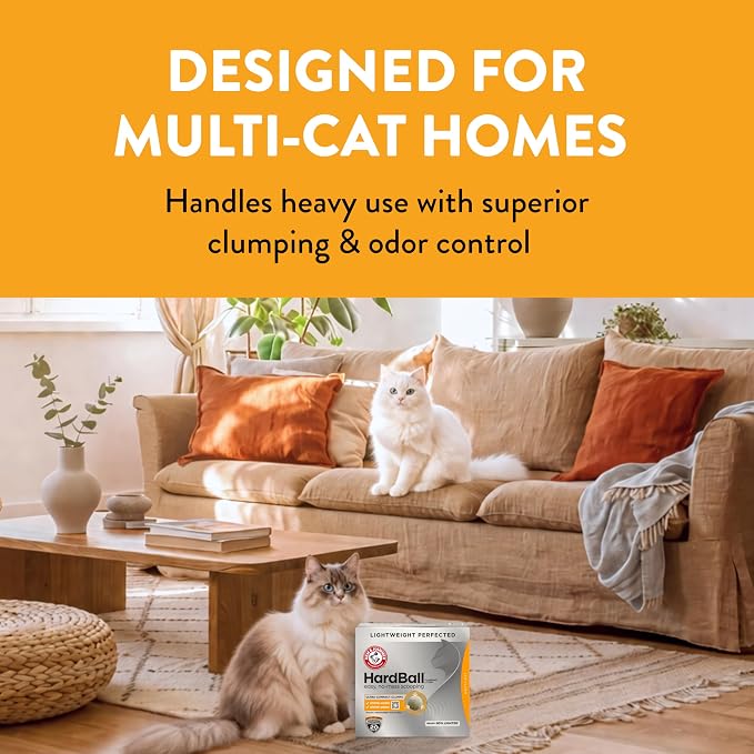 ARM & Hammer Hardball Clumping Cat Litter, Garden Bloom, 14.5 Lbs | Lightweight 5-in-1, 24/7 Odor Control, Easy Clean Up, Non-Clay Formula, 99.9% Dust-Free, Multi-Cat