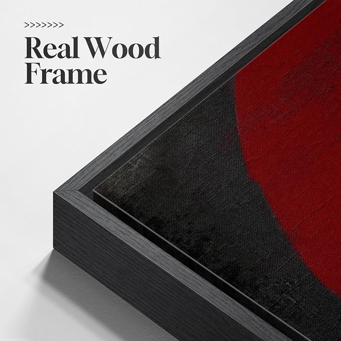 Large Framed Red Black White Abstract Wall Art for Living Room, Set of 3 Modern Canvas Prints Paintings Artwork for Walls, Red Black Geometric Pictures for Bedroom Hallway Office Wall Decor 24x36 In