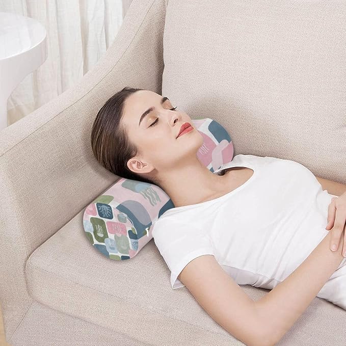 Multi Color Blocks Jellyfish Coral Ocean Geometric Neck Roll Pillow Bolster Round Health Memory Foam Long Cervical Cylinder Pillows with Removable Washable Cover for Body Bed Legs Back Yoga