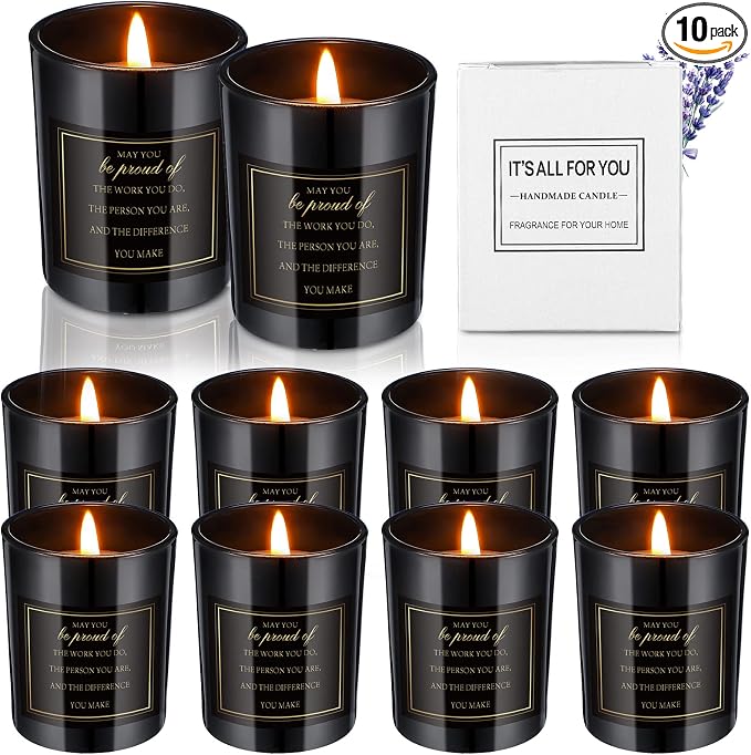 Panelee 10 Packs Lavender Scented Candles Set for Women Christing Gifts Inspirational Candle Appreciation Gift Bulk for Coworker Employee Appreciation Graduation Home Classroom Office Decoration