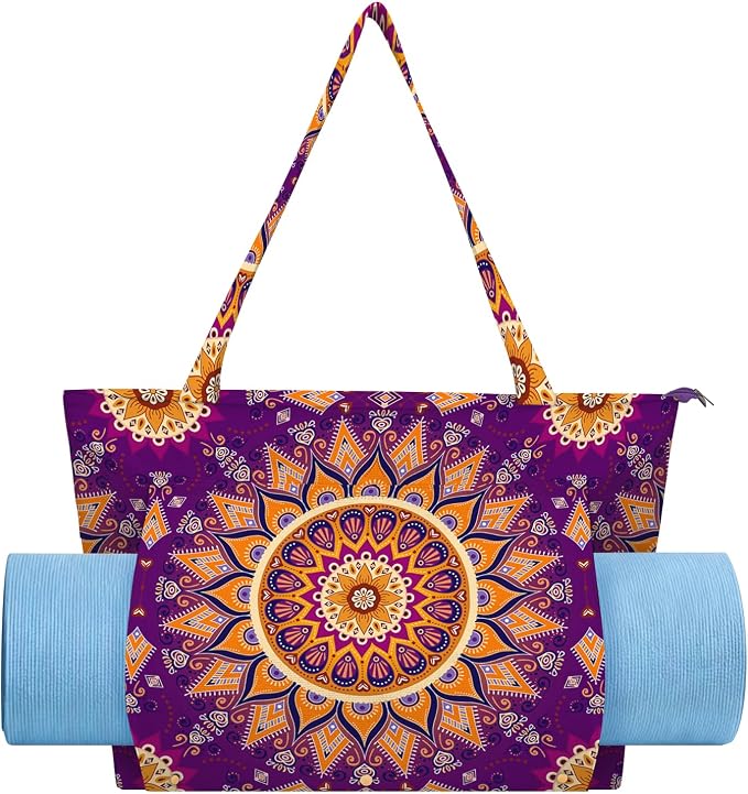 Mandala Yoga Mat Bag Large Yoga Bags and Carrier Fits All Your Stuff Yoga Tote Bags with Zipper Pocket Pilates Bag