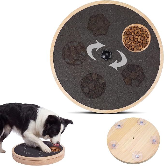 Mifoci Adjustable Dog Nail Scratch Board with Treat Box Upgraded & Extra Large Wooden Nail Filing Board Round Scratch Pad with Snack Treat Dispenser Slow Feeder for Different Dog Breeds Paw Care