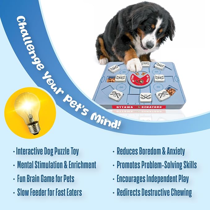 Pets First NHL Ottawa Senators Large Puzzle Toy, New Size, Interactive Dog Treat & Slow Feeding Toy