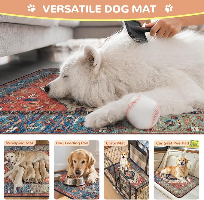 Lahome Extra-Large Washable Dog Pee Pads (72"x72") - Super Absorbent & Waterproof - Leakproof Reusable Mat for Playpens, Beds & Whelping , Convenient Cleanup,Red