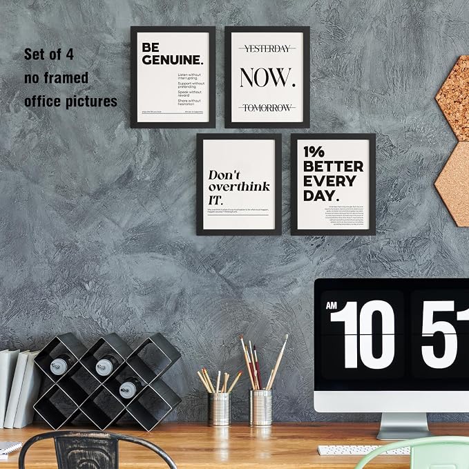DSHFG Motivational Pictures Office Wall Decor Prints Set of 4, Inspirational Motivational Wall Art Decor Retro Posters Prints for Office Home Decor, 8x10 Unframed