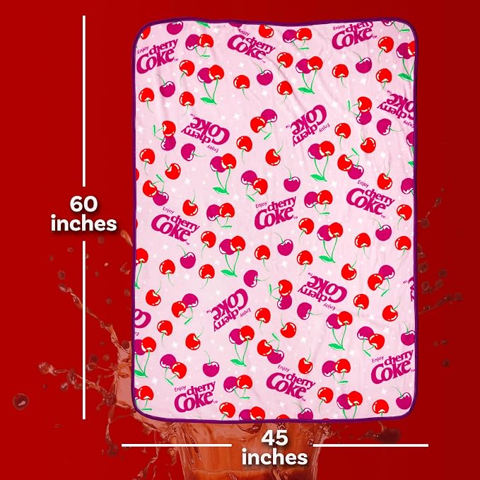 Silver Buffalo Coca-Cola Cherry Coke Logo 45" x 60" Fleece Throw, Soft and Cozy Blanket, 185 GSM