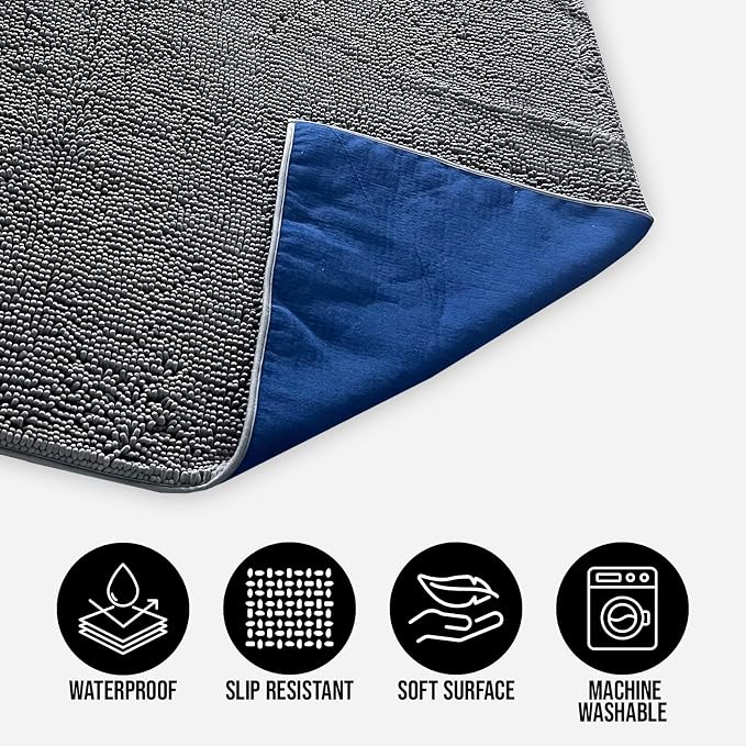 Muddy Mat® Dog Blanket - Chenille Water Absorption Blanket for Bed & Couch Cover for Dogs Washable, Anti-Slip Soft and Durable Furniture Protector for Dogs - Grey 29"x40"