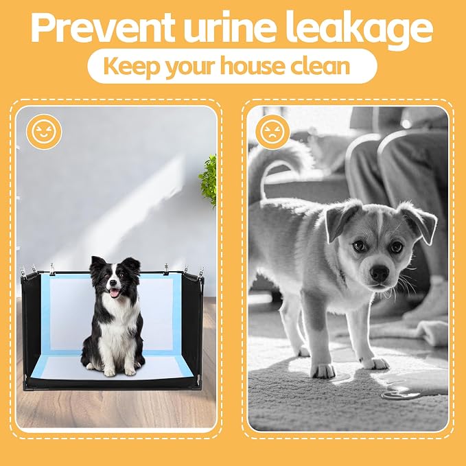 HOMBYS Dog Pee Pad Holder with High Walls, No-Spill Indoor Potty for Large Dogs, Foldable Puppy Litter Box, Patent Pending (25.2" Lx21.3 Wx15.7 H)