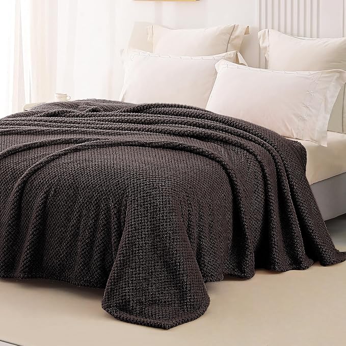 Whale Flotilla Soft Fleece King Size Bed Blanket, Coffee | 90x104 Inch, Suitable for Bed, Fluffy Fuzzy Jacquard Blankets for All Season, Lightweight and Cozy