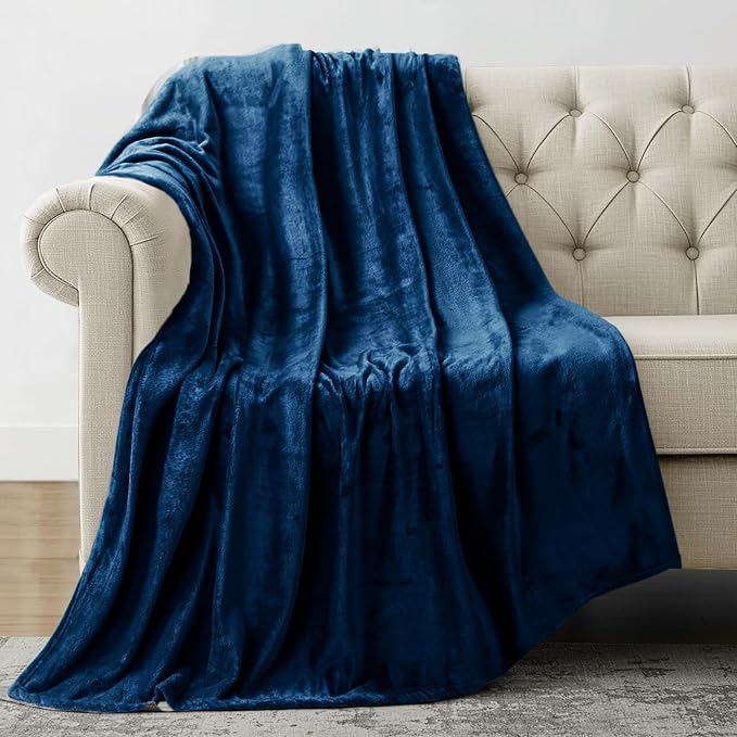 Utopia Bedding Fleece Blanket Throw XL Size Navy 300GSM Luxury Anti-Static Fuzzy Soft Microfiber Blanket for Couch, Sofa and Bed (70x50 Inch) | Microfiber Plush Warm Lightweight Breathable Cozy Blanket Anti-Static, All Season Use, Gift for Women and Men