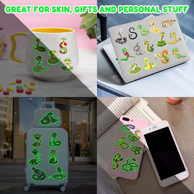 96 PCS Snake Luminous Neon Temporary Tattoos – Glow in the Dark Snake Tattoo Stickers Birthday Party Decorations, Supplies & Favors for Halloween, Parties, Cosplay, Costume Events (Glow in the dark)