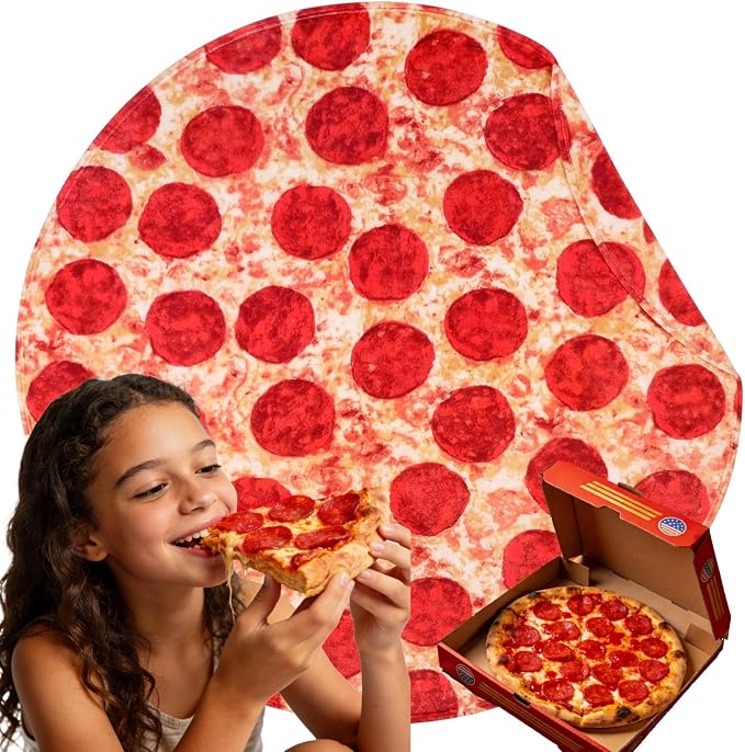 SeaRoomy 71 in Pizza Blanket, Novelty Funny Food Throw Blanket | White Elephant Gifts, Gag Gifts For Teen Boys & Girls, Novelty Christmas Birthday Presents, Double Sided, Soft Flannel