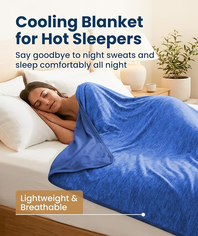 Everlasting Comfort Cooling Blanket for Hot Sleepers - Soft, Lightweight & Breathable Throw Blanket with Easy to Clean Material - Luxury Throws for Hot Flashes & Night Sweats (60"x80")