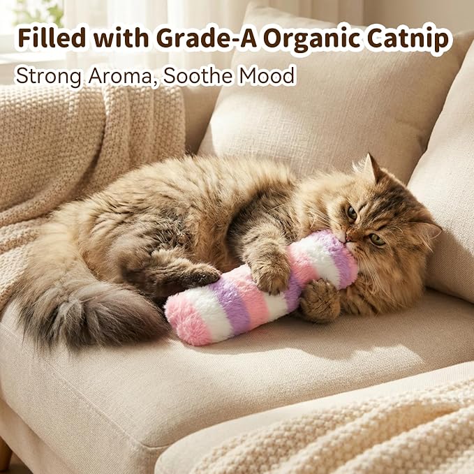 Cat Toys 3 Pack Catnip Pillows, Soft and Durable Crinkle Sound, Rainbow