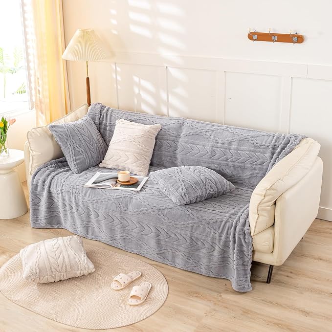 YUSOKI Sherpa Fleece Twin XL Size Blanket, Light Grey, 65"x90" | 3D Stylish Design,320GSM, Non-Shedding, Lightweight for All Season Use, stays fluffy after repeated washes, Perfect Gifts