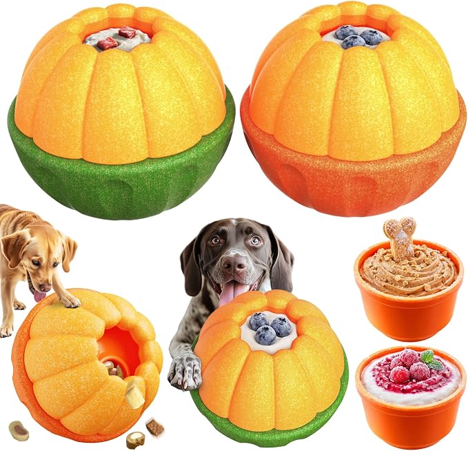 KADTC 2 Pack, 3-in-1 Frozen Treat Dog Toy, Kibble Dispenser Ball, Chew Toy
